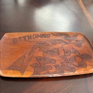 Vintage Handcarved St. Patrick Thomas Wooden Tray